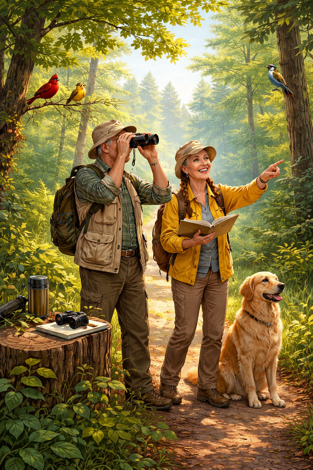 Forest side bird watching