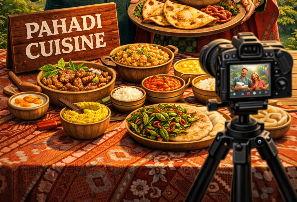 Pahadi cultural food experiences , with North Indian, South Indian, Chinese, Italian, and Continental meals